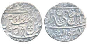 Najibabad Mint, Silver Rupee, 11.08g, in the name of Shah Alam II, vertical fish on rev., 