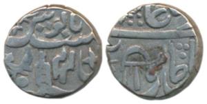Mominabad Bindraban Mint, Silver ½ Rupee, 5.32g, in the name of Shah Alam II, RY 44, umbre