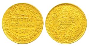 Pragmalji II (VS 1917-1932, 1860-1875 AD), Gold 50 Koris, 9.35g, Bhujnagar Mint, with the 