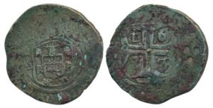 Goa, Alphonse VI (1656-1683 AD), Silver Xerafim, 10.4g, 1673 AD, obv. crown arms divide GA