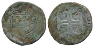 Goa, Alphonse VI, Silver Xerafim, 10.71g, 1677 AD, obv. crown arms divide GA within a circ