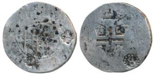 Goa, Peter II (1683-1706 AD), Silver Xerafim, 10.52g, 1682 AD, obv. crowned arms divide GA