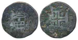 Goa, Peter II, Silver Xerafim, 9.56g, 1688 AD, obv. crown arms divide GA within a circle, 
