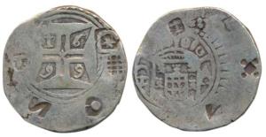 Goa, Peter II, Silver Xerafim, 10.65g, 1699, obv. crown arms divide GA within a circle, re