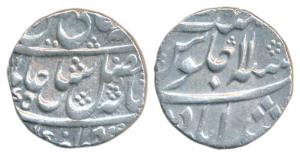 Murshidabad Mint, Silver Rupee, 11.65g, in the name of Shah Alam II, partly machine struck