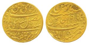Murshidabad Mint, Gold Mohur, 12.36g, in the name of Shah Alam II, AH 1202/19, 1793-1818 A