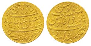 Murshidabad Mint, Gold Mohur, 12.36g, in the name of Shah Alam II, AH 1202/19, 1793-1818 A