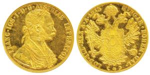 Austria, Franz Joseph I, Gold 4 Ducat, 13.92g, 1915, crowned imperial double eagle on rev.