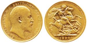 Great Britain, Edward VII, Gold Sovereign, 8g, 1907. Extremely Fine.
