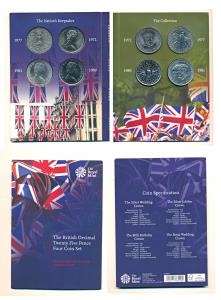 Great Britain, Cupro Nickel 25 Pence (4), 1972 Silver Wedding Anniversary of Queen Elizabe
