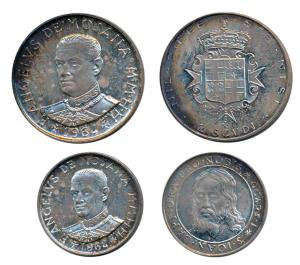Malta, Angelo de Mojana, 1964 Military Order of Malta, set of 2, Silver 1 and 2 Scudi. Pro