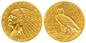 United States of America, Gold 2 ½ Dollar, 4.11g, Indian Head on obv., Denver Mint, 1928 (