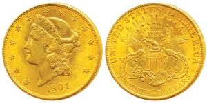 United States of America, Gold $ 20 (Dollars), 33.34g, Liberty on obv., motto above eagle,