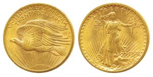 United States of America, Saint-Gaudens double eagle Gold $20, Liberty standing on obv., e