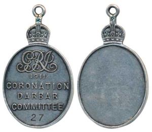 Coronation Durbar Committee 1911, Silver Medal, monogram of George V on obv., Uniface, the