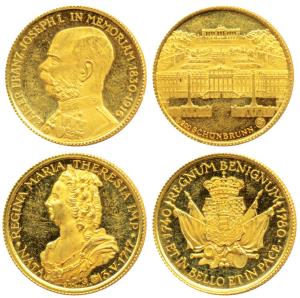 Gold Medal, Rulers in Europe, Maria Theresa of Austria, 3.5g; Kaiser Franz Joseph the Empe