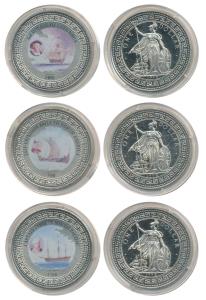 Great Britain, Silver Trade Dollar Medallion (3), each 27.76g, 3rd Voyage of Columbus 1498