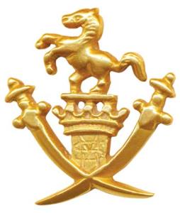 Palitana or neighboring areas, Cap badge, 4.7g, Gold coat of arms, a prancing horse atop a