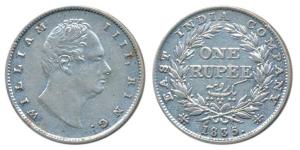 William IV, Silver Rupee, 1835, Calcutta Mint, RS incuse, C / II, Extremely thin letters a