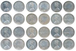 Victoria Queen, Silver Rupee, 1862 (12), an assorted lot of all different dot and no dot v