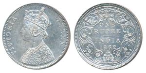 Victoria Queen, Silver Rupee, Bombay Mint, 1862, A / II / 0 / 10, (Prid 93). About Uncircu