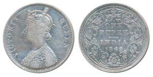 Victoria Queen, Silver Rupee, 1862, Bombay Mint, A / II / 1 / 10, (Prid 95). Fine+, Very R
