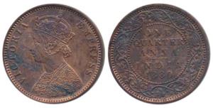 Victoria Empress, Copper ¼ Anna, 1880, Calcutta Mint, C below date on centre bead, (Prid 6