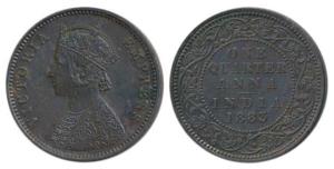 Victoria Empress, Copper ¼ Anna, 1883, Bombay Mint, (Prid 639). Uncirculated.