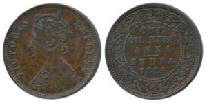 Victoria Empress, Copper ¼ Anna, 1884, Bombay Mint, (Prid 640). About Extremely Fine.