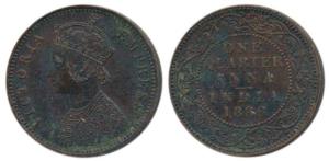 Victoria Empress, Copper ¼ Anna, 1886, Bombay Mint (Prid 641). Very+ Fine.