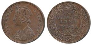 Victoria Empress, Copper ¼ Anna, 1887, Bombay Mint, (Prid 642). Extremely Fine.