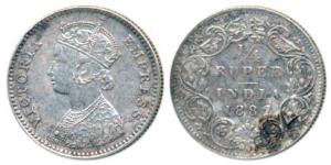 Victoria Empress, Silver ¼ Rupee, 1882, Bombay Mint, B / I / dot, Unlisted in Pridmore. Ve