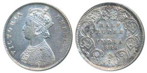 Victoria Empress, Silver ½ Rupee, 1886, Calcutta Mint, A / I / C incuse, (Prid 270). Extre
