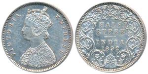 Victoria Empress, Silver ½ Rupee, 1892, Bombay Mint, A / I / B incuse, (Prid 302). Extreme