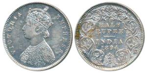 Victoria Empress, Silver ½ Rupee, 1894, Calcutta Mint, A / I / C incuse, (Prid 278). Very 