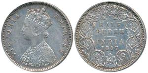 Victoria Empress, Silver ½ Rupee, 1897, Bombay Mint, A / I / B incuse, (Prid 305). Very Fi