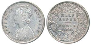 Victoria Empress, Silver ½ Rupee, 1898, Calcutta Mint, A / I / C incuse, (Prid 280). Very 