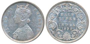 Victoria Empress, Silver ½ Rupee, 1899, Bombay Mint, A / I / B incuse, Inverted ’B’, (Prid