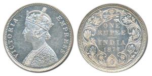 Victoria Empress, Silver Rupee, 1877, Bombay Mint, A3 / II / dot, Unlisted in Pridmore. Ab