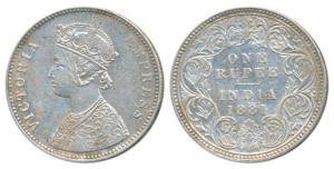 Victoria Empress, Silver Rupee, 1881, Calcutta Mint, A1 / I / C incuse, (Prid 119). Very F