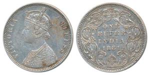 Victoria Empress, Silver Rupee, 1881, Bombay Mint, A3 / IV / dot, (Prid listed as 157). Ve