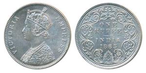 Victoria Empress, Silver Rupee, 1883, Bombay Mint, A3 / I / dot, (Prid 162). Cleaned, Abou