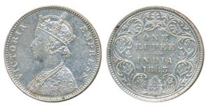 Victoria Empress, Silver Rupee, 1883, Bombay Mint, A3 / I / B raised, (Prid 164). Very Fin