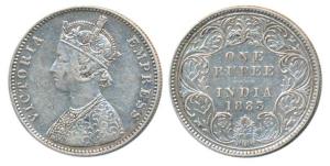Victoria Empress, Silver Rupee, 1883, Bombay Mint, A3 / I / B raised and dot, (Prid 163). 