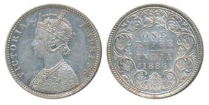 Victoria Empress, Silver Rupee, 1884, Bombay Mint, A6 / I / B raised, Unlisted in Pridmore