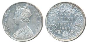 Victoria Empress, Silver Rupee, 1887, Bombay Mint, A3 / I / B incuse, rev I variant, inver