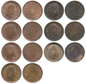 Edward VII, Copper & Bronze ¼ Anna, 1903, Calcutta Mint, (Prid 646), Uncirculated; 1904, C