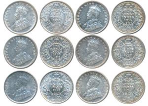 George V, Silver 2 Annas (6), 1913, Bombay Mint, (Prid 572); 1914, Bombay Mint, (Prid 573)