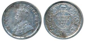 George V, Silver ¼ Rupee, 1911, Calcutta Mint, (Prid 440). Very Fine+, Rare.