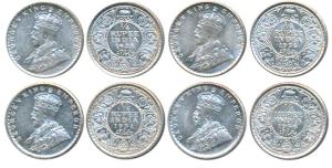 George V, Silver ¼ Rupee (4), 1928, Bombay Mint (Prid 459); 1934, Calcutta Mint, (Prid 452